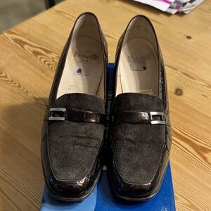 Ara Dark Brown Leather and Suede Loafers